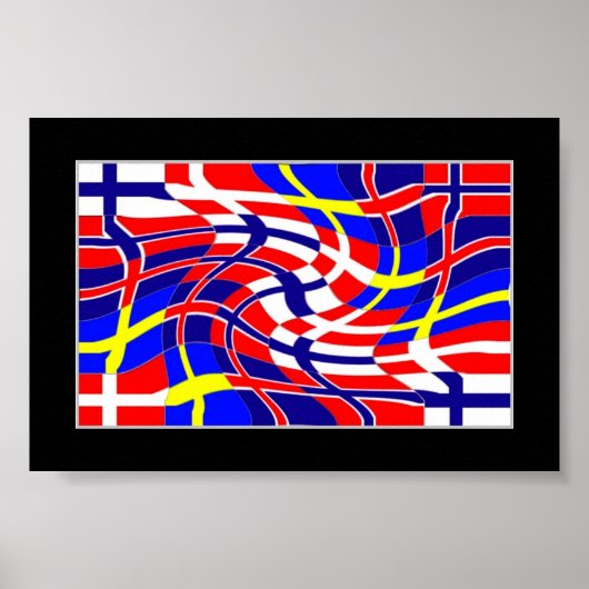 Poster Scandinavy Wavy (drapeaux scandinaves) (Devant)