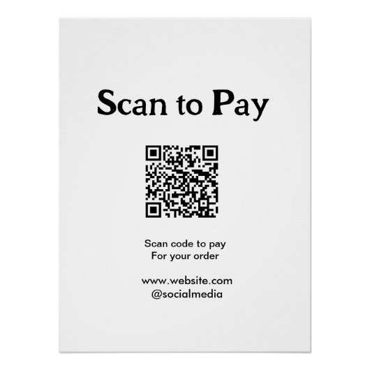 Poster Scanner pour payer la commande QR code ajouter un  (Devant)