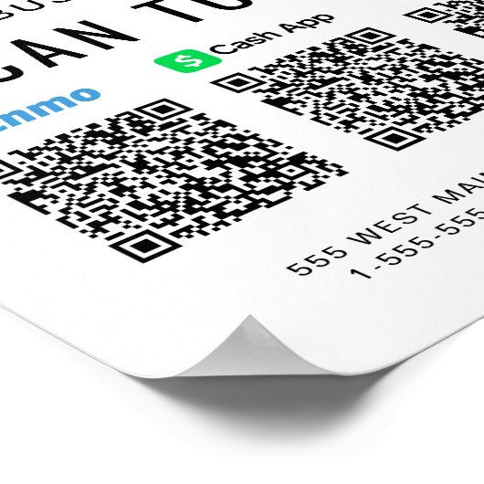 Poster Scanner pour payer les codes QR de logo Venmo Zell (Coin)
