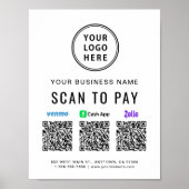 Poster Scanner pour payer les codes QR de Venmo Zelle Cas (Devant)