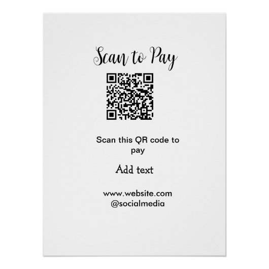 Poster Scannez pour payer en scannant le code QR, ajoutez (Devant)