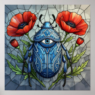 Poster Scarabée Mystique Tout Voir Œil Fleur de Pavot