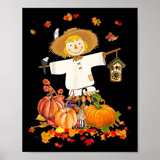 Poster Scarecrow Automne Bonjour Automne Citrouille Thank (Devant)