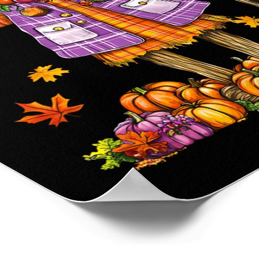 Poster Scarecrow Automne Saison Automne Citrouille Thanks (Coin)