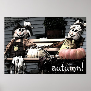 Poster Scarecrow Friends Photo d'automne