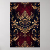 Poster Scarlet & Or Baroque Floral (Devant)