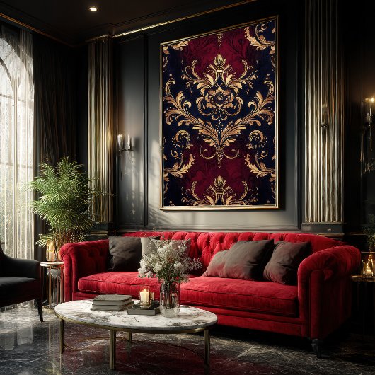 Poster Scarlet & Or Baroque Floral