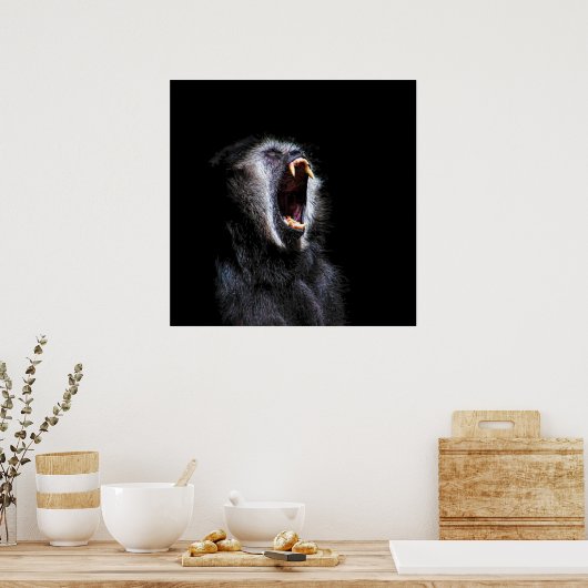 Poster Scary Black Gibbon Singe Vicious Dents Fangés (Cuisine)