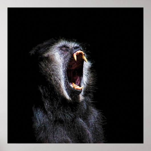 Poster Scary Black Gibbon Singe Vicious Dents Fangés (Devant)