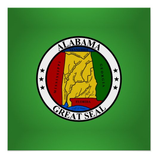 Poster Sceau Alabama, sceau étatique américain (Devant)