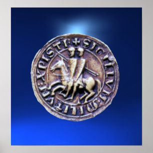 Poster SCEAU DES CHEVALIERS MODÈLE JEU foncé bleu