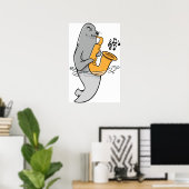 Poster Sceau Jouer Le Saxophone (Bureau à domicile)