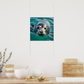 Poster Sceau mignon Tête hors de l'eau (Cuisine)