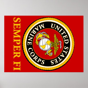 Poster Sceau officiel de l'US Marine - Semper Fi
