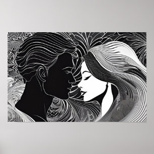 Poster Scellé avec un Kiss : Black & White Love Story