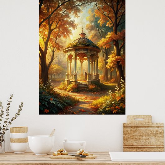 Poster Scène Automne D'Automne Avec Gazebo (Cuisine)
