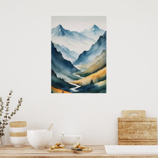 Poster Scène Blue Tan Mountain (Cuisine)