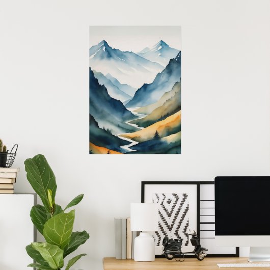 Poster Scène Blue Tan Mountain (Bureau à domicile)