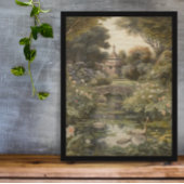 Poster Scène botanique de cygnes dans un jardin anglais