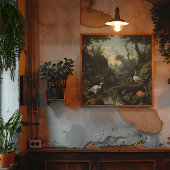 Poster Scène botanique de grues près d'une rivière