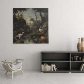 Poster Scène botanique de grues près d'une rivière