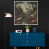 Poster Scène botanique de grues près d'une rivière