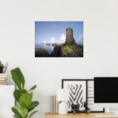 Poster Scène côtière avec tour en ruine (Bureau à domicile)