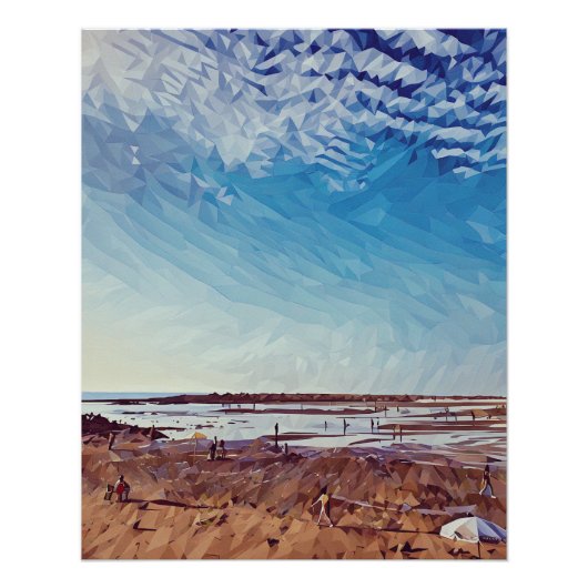 Poster Scène côtière géométrique Abstraite (Devant)