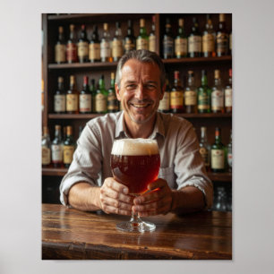 Poster Scène d'accueil de la chaleureuse taverne belge Po