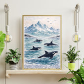 Poster Scène d'art de baleine orque océan