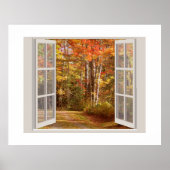 Poster Scène d'automne paisible vue par une fenêtre ouver (Devant)