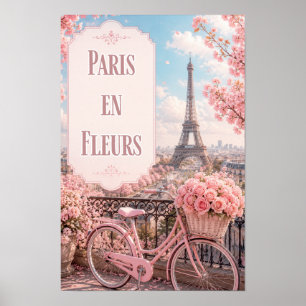 Poster Scène de balcon printanier serein Paris en Fleurs