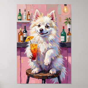 Poster Scène de bar avec un chien Esquimau américain, Chi