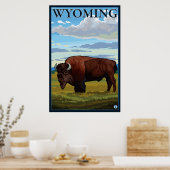 Poster Scène de bison - Wyoming (Cuisine)
