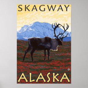 Poster Scène de caribou - Skagway, Alaska
