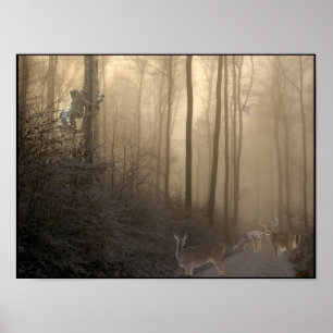 Poster Scène de cerfs communs d'hiver