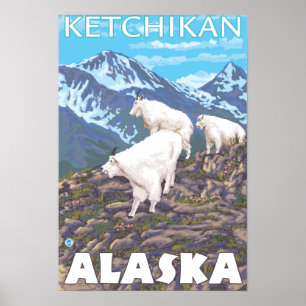 Poster Scène de chèvres de montagne - Ketchikan, Alaska