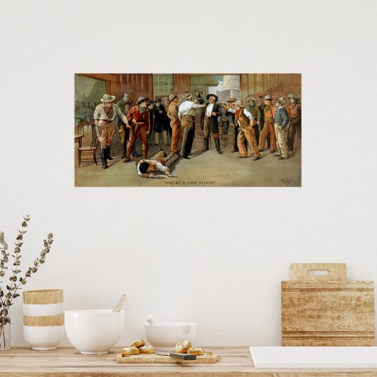 Poster Scène de combat de canon de bar de l'affiche du th (Cuisine)