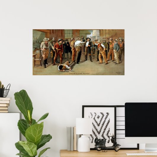 Poster Scène de combat de canon de bar de l'affiche du th (Bureau à domicile)