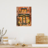 Poster Scène de devanture de magasin de Noël festive (Cuisine)