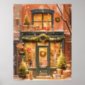 Poster Scène de devanture de magasin de Noël festive (Devant)