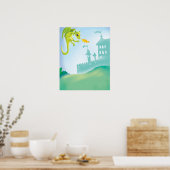 Poster scène de dragon et de château joli (Cuisine)