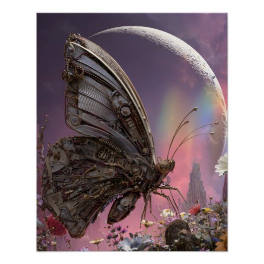 Poster Scène de fantaisie papillon lunaire céleste (Devant)