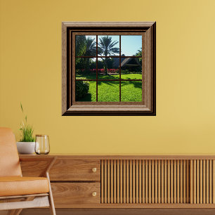 Poster Scène de Faux Window Paysage tropical paisible