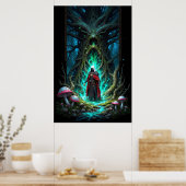 Poster Scène de forêt enchanteresse avec une figure mysté (Cuisine)