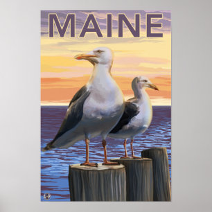 Poster Scène de goélands du Maine