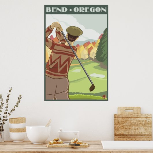 Poster Scène de golf - Pli, Oregon (Cuisine)