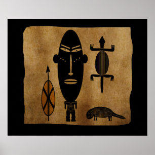 Poster scène de guerrier de tribu africaine