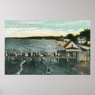 Poster Scène de jetée et de lac de brise marine
