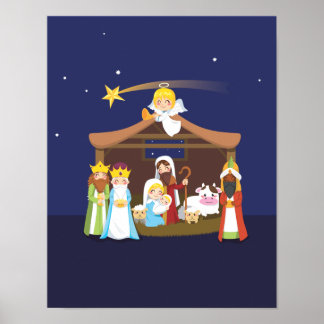 Poster Scène de la Nativité de Noël